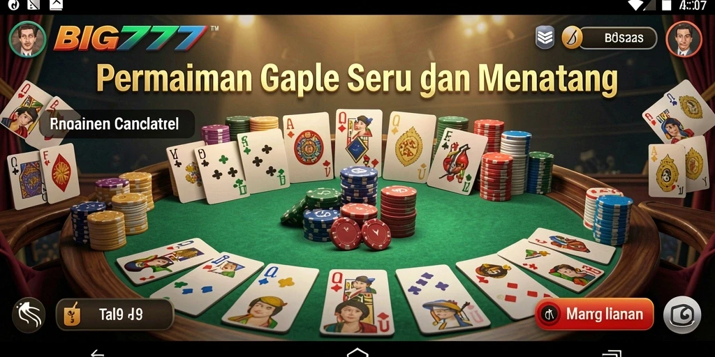 Tampilan gameplay Gaple yang seru dan interaktif di BIG777.