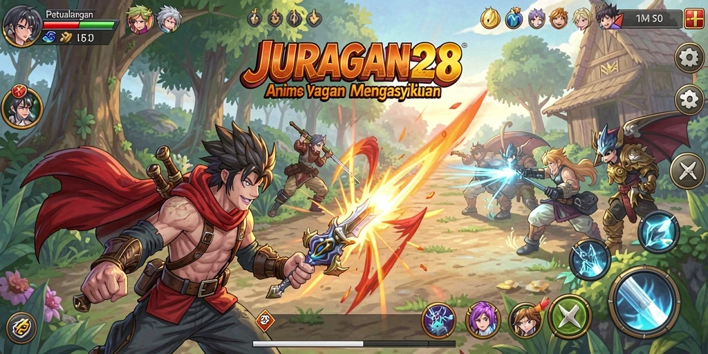 Tampilan gameplay menarik dari JURAGAN28 dengan karakter anime ikonik.