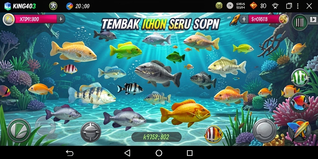 Tampilan gameplay KING403 dengan aksi menembak ikan yang seru.
