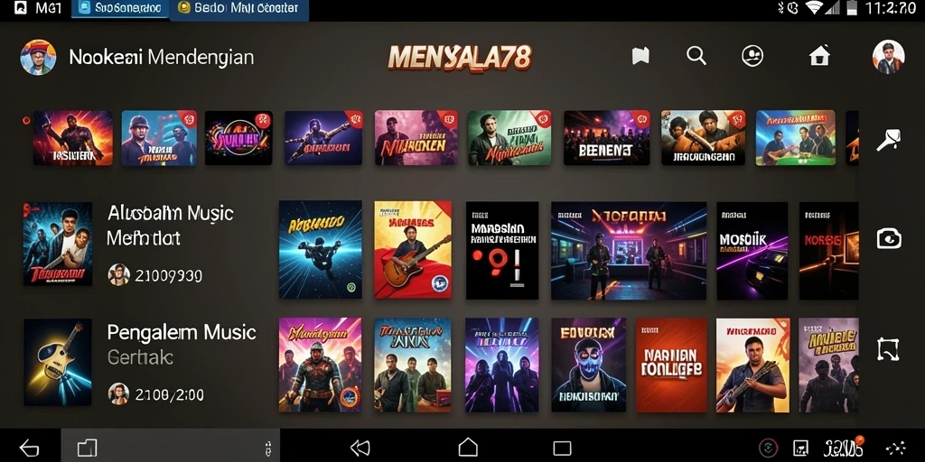 Screenshot gameplay MENYALA78 menampilkan tampilan antarmuka aplikasi musik.