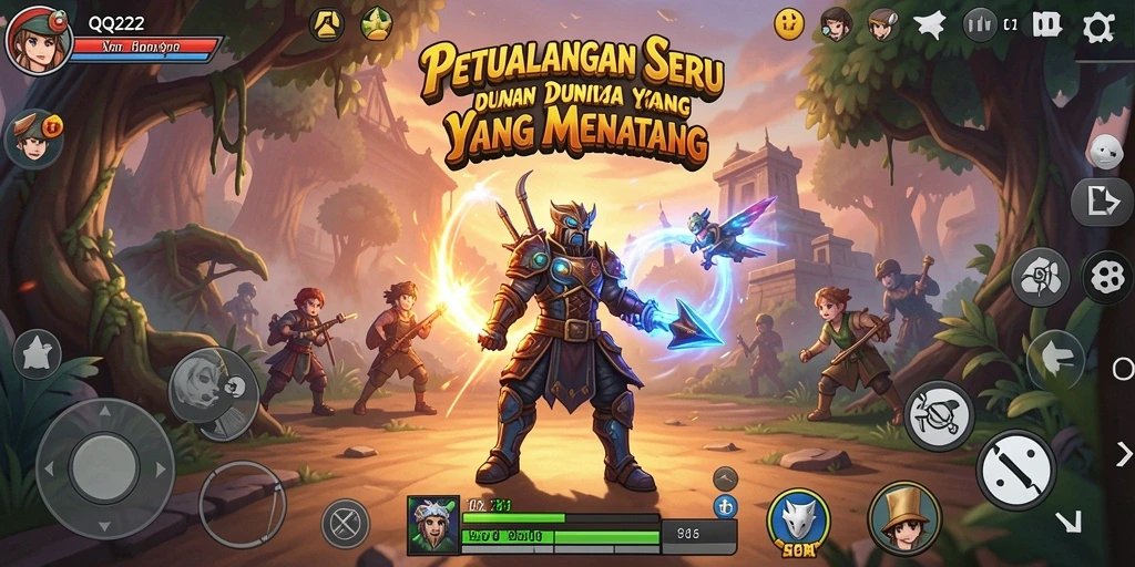 Menampilkan aksi seru dalam gameplay petualangan QQ222.