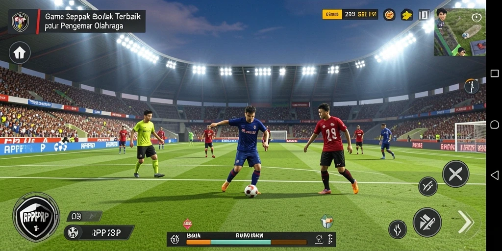 Gameplay RPRPRP menampilkan aksi sepak bola yang seru dan mendebarkan.