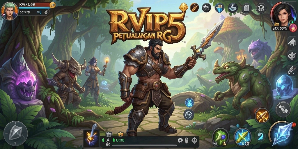 Tampilan gameplay seru dalam RPG RVIP5 yang menampilkan pertarungan epik.
