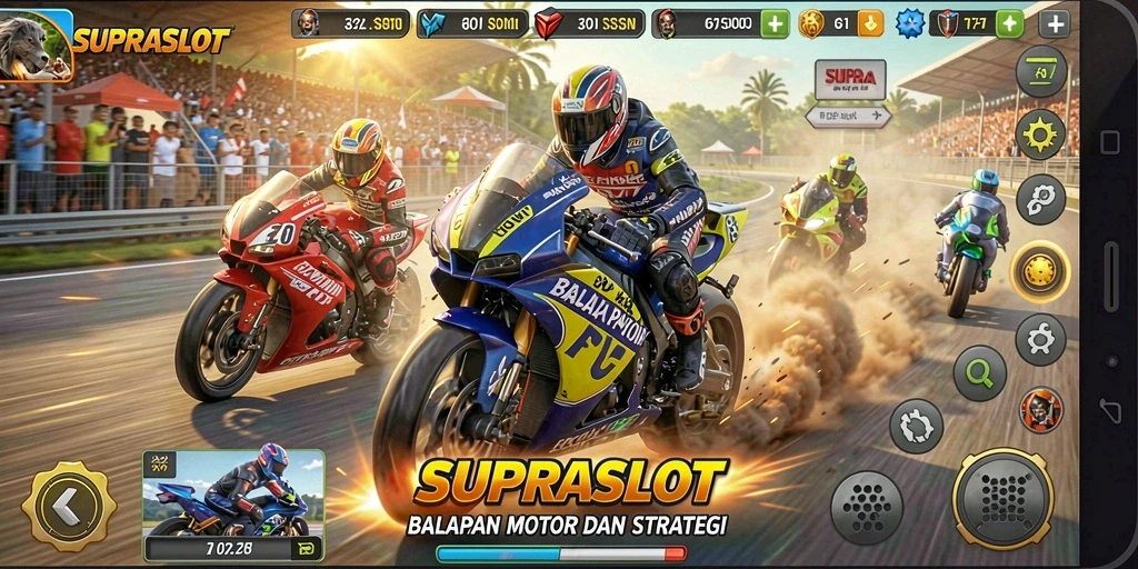 Gameplay menarik dengan balapan motor yang mendebarkan.
